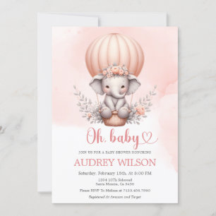 Invitation Oh, Baby shower bébé éléphant