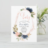 Invitation Oh Baby shower Blush et l'invitation de Marine (Debout devant)