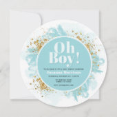 Invitation Oh Baby shower d'aquarelle Parties scintillant ron (Devant)