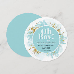 Invitation Oh Baby shower d'aquarelle Parties scintillant ron
