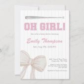 Invitation Oh Baby shower de baseball féminin (Devant)