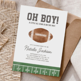 Invitation Oh Baby shower de football garçon