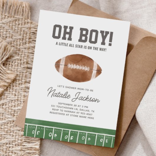 Invitation Oh Baby shower de football garçon