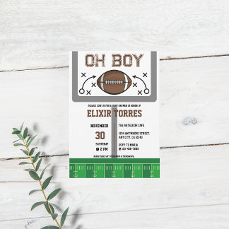 Invitation Oh Baby shower de football garçon