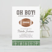 Invitation Oh Baby shower de football garçon (Debout devant)