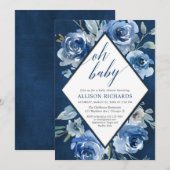 Invitation Oh baby shower floral de garçon d'aquarelle de (Devant / Derrière)