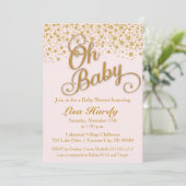 Invitation Oh Baby shower Invitation| Rose et or bleus (Debout devant)