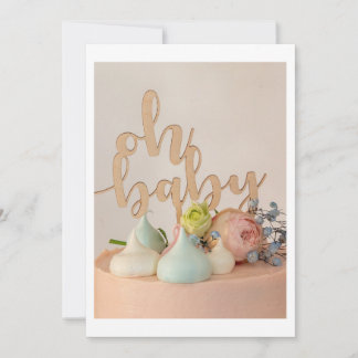 Invitation Oh Baby shower moderne avec Pastel Cake