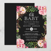 Invitation Oh Baby shower Moderne Belle Wreath Florale Wrap (Devant / Derrière)