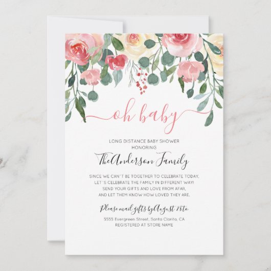 Invitation Oh Baby shower Par Courrier Interurbain (Devant)