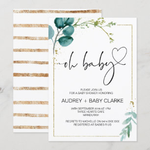 Invitation Oh Baby shower Party Fille Garçon Baby Party Green