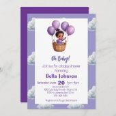 Invitation Oh Baby shower pourpre (Devant / Derrière)