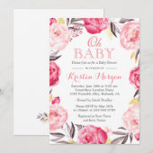 Invitation Oh Baby shower Romantique Botanique Fluale Wreath (Devant / Derrière)