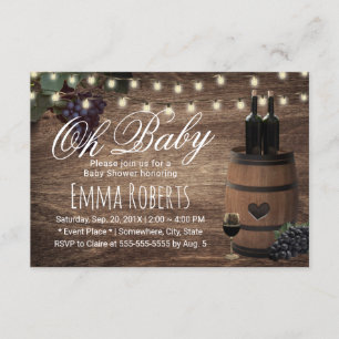 Invitation Oh Baby shower Russe Baril de Vin Pays