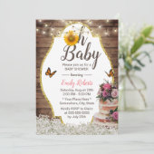 Invitation Oh Baby shower Russe Fruit Floral Fleur de soleil (Debout devant)