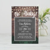 Invitation Oh Baby shower Rustic Forest Owl Lumières à cordes (Debout devant)