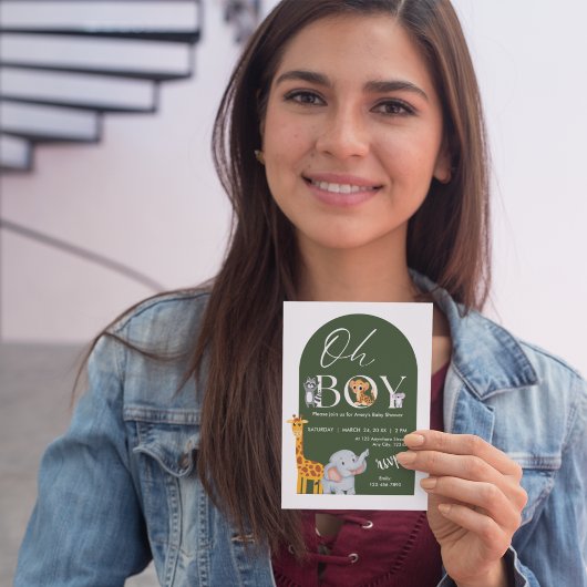 Invitation Oh Baby shower Safari Animaux Garçon