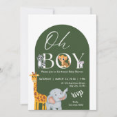 Invitation Oh Baby shower Safari Animaux Garçon (Devant)
