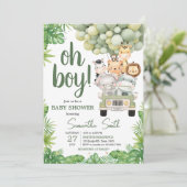 Invitation Oh Baby shower Safari de Boy Jungle (Debout devant)