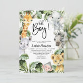 Invitation Oh Baby shower Safari de Boy Jungle (Debout devant)