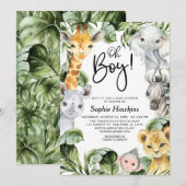 Invitation Oh Baby shower Safari de Boy Jungle (Devant / Derrière)