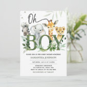 Invitation Oh Baby shower Safari garçon (Debout devant)