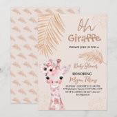Invitation oh baby shower safari girafe (Devant / Derrière)