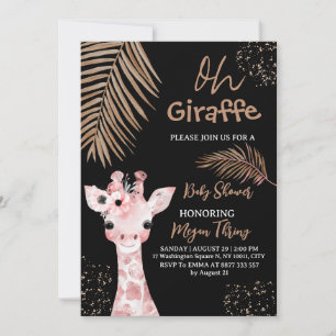 Invitation oh baby shower safari girafe