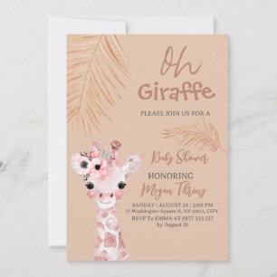 Invitation oh baby shower safari girafe