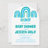 Invitation OH BABY SHOWER Sweet Bleu arc-en-ciel arche CUSTOM (Devant)
