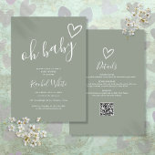 Invitation Oh Baby shower Tout en un seul Sage vert neutre