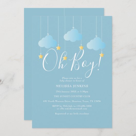 Invitation Oh Baby shower Twinkle / Sprinkle (Devant / Derrière)