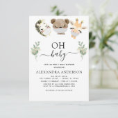 Invitation Oh Baby shower Woodland Eucalyptus (Debout devant)