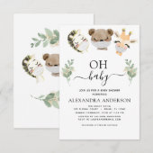 Invitation Oh Baby shower Woodland Eucalyptus (Devant / Derrière)
