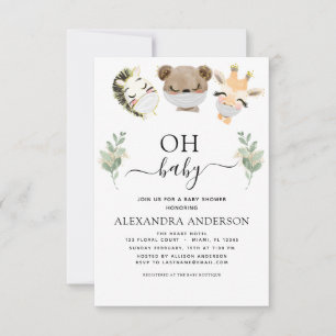 Invitation Oh Baby shower Woodland Eucalyptus