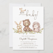 Invitation Oh Baby shower Woodland mignons Animaux (Devant)