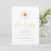 Invitation Oh Baby Simple Daisy Baby shower neutre (Debout devant)