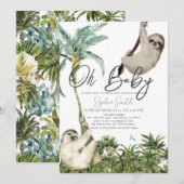 Invitation Oh Baby Sloth Jungle Baby shower (Devant / Derrière)