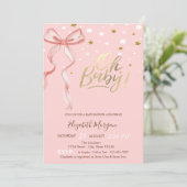 Invitation Oh Baby Stars Pink Bow Baby shower (Debout devant)