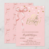 Invitation Oh Baby Stars Pink Bow Baby shower (Devant / Derrière)