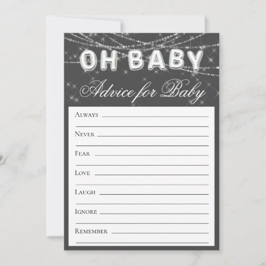 Invitation Oh Baby String Light | Conseil monochrome gris fon (Devant)