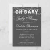 Invitation Oh Baby String Light | Douche à bulle gris foncé (Devant)