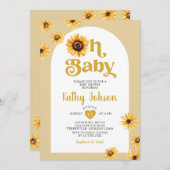 Invitation Oh Baby Sunflowers Arch Baby shower Boho (Devant / Derrière)