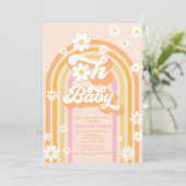 Invitation Oh Baby Super Boho Daisy Rainbow Baby shower (Debout devant)