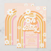 Invitation Oh Baby Super Boho Daisy Rainbow Baby shower (Devant / Derrière)