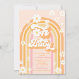 Invitation Oh Baby Super Boho Daisy Rainbow Baby shower