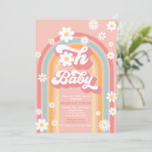 Invitation Oh Baby Super Boho Daisy Rainbow Baby shower (Debout devant)