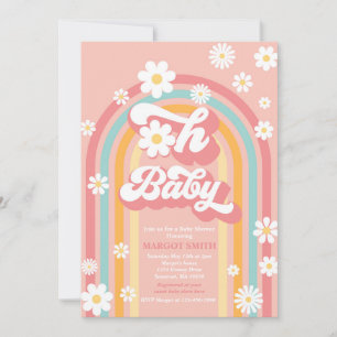 Invitation Oh Baby Super Boho Daisy Rainbow Baby shower