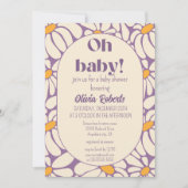 Invitation Oh Baby Super Retro Daisies Baby shower Fleurs (Devant)