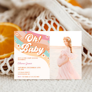 Invitation Oh! Baby Super Retro Daisy Baby shower Party